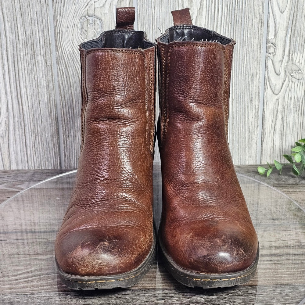 BOC Born Concept Brown Leather Chelsea Ankle Boots Block Heel Women's Size 8 - Picture 4 of 9